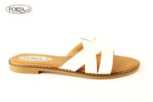 256/4 Ženske modne ravne natikače bijele /PORTA/