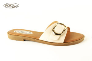 257/1 Ženske modne ravne natikače na kopču bež /PORTA/