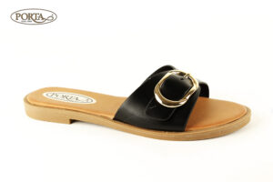 257/2 Ženske modne ravne natikače na kopču crne /PORTA/