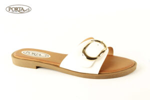 257/3 Ženske modne ravne natikače na kopču bijele /PORTA/