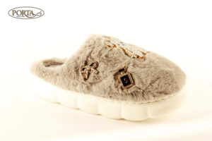 128/1 Ženske tople papuče tamno sive /FANCY/